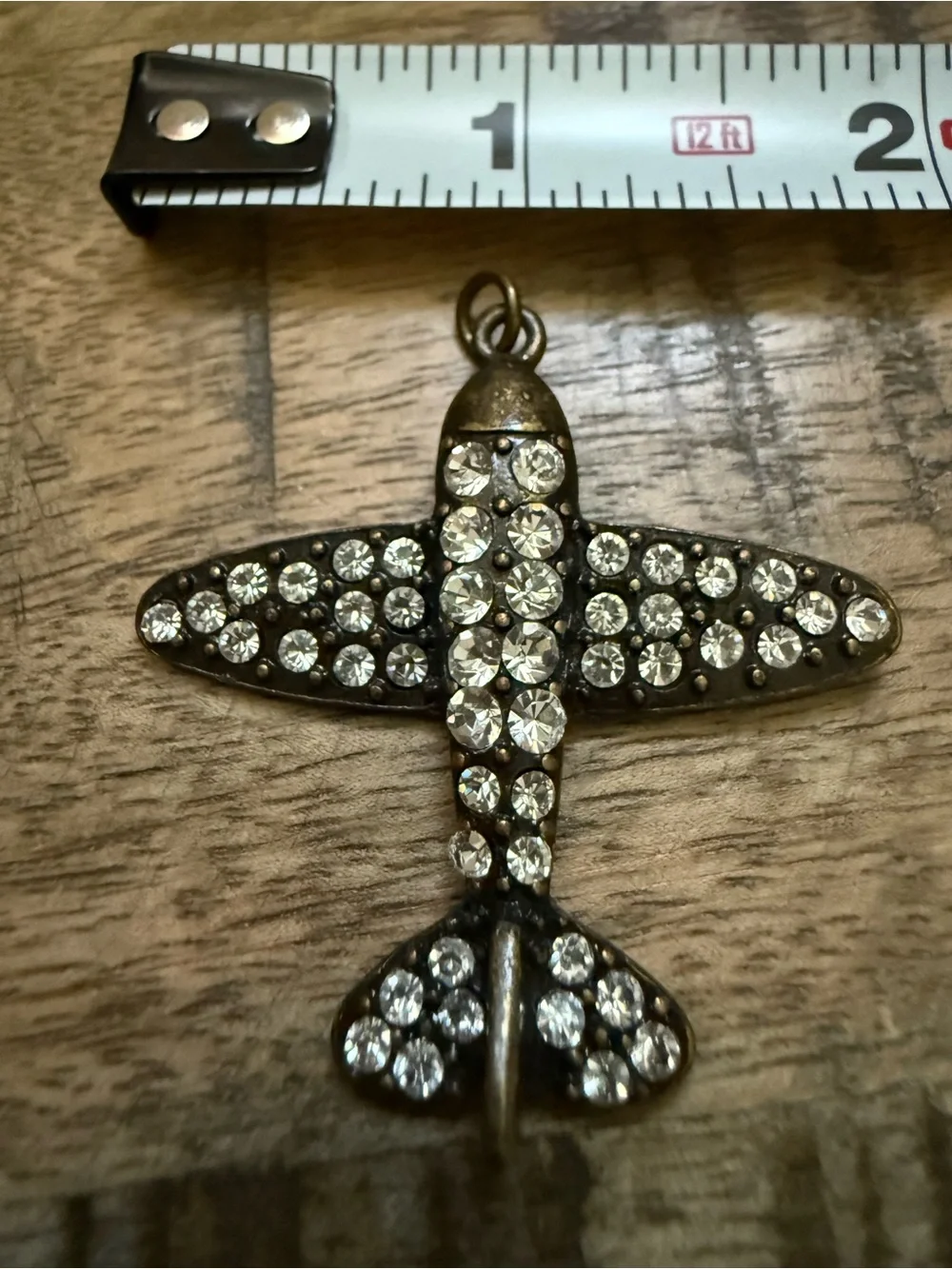 Vintage Airplane Rhinestone Pendant Charm Antique Bronze Style Unisex Jewelry